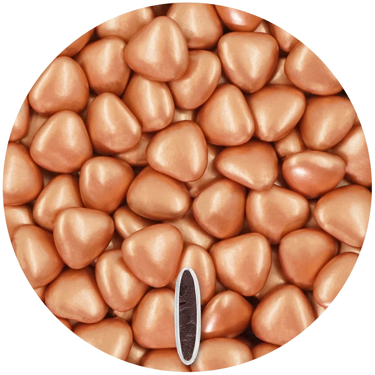 0,5kg Schokoherzen Dragees medium bronze-gold pearl