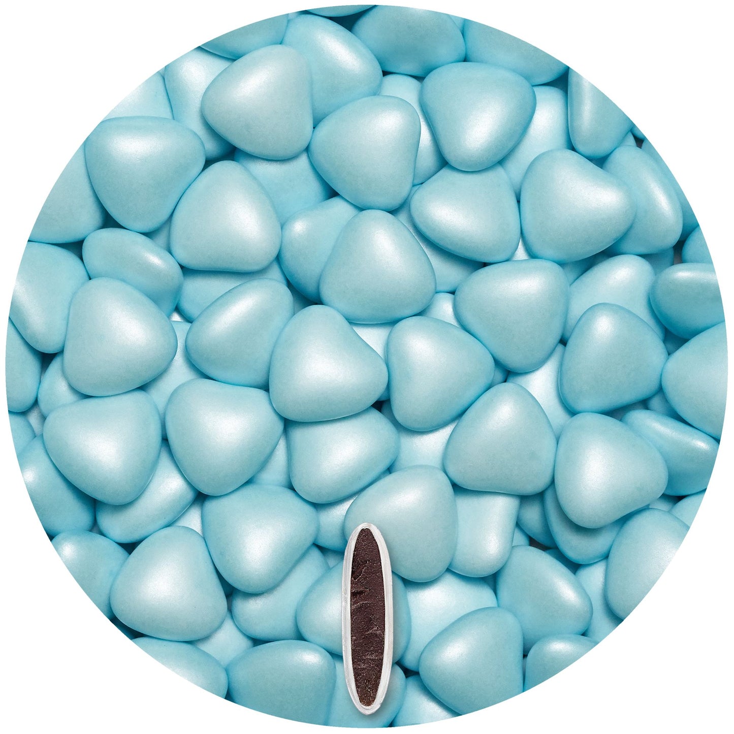 0,5kg Schokoherzen Dragees medium hellblau pearl
