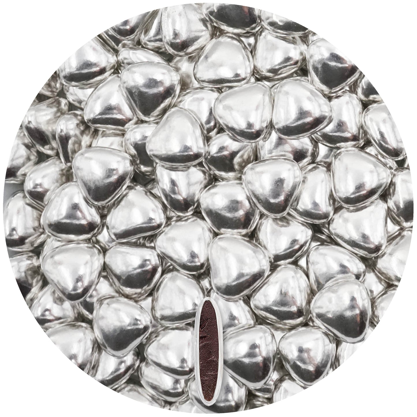 0,5kg Schokoherzen Dragees medium silber glanz