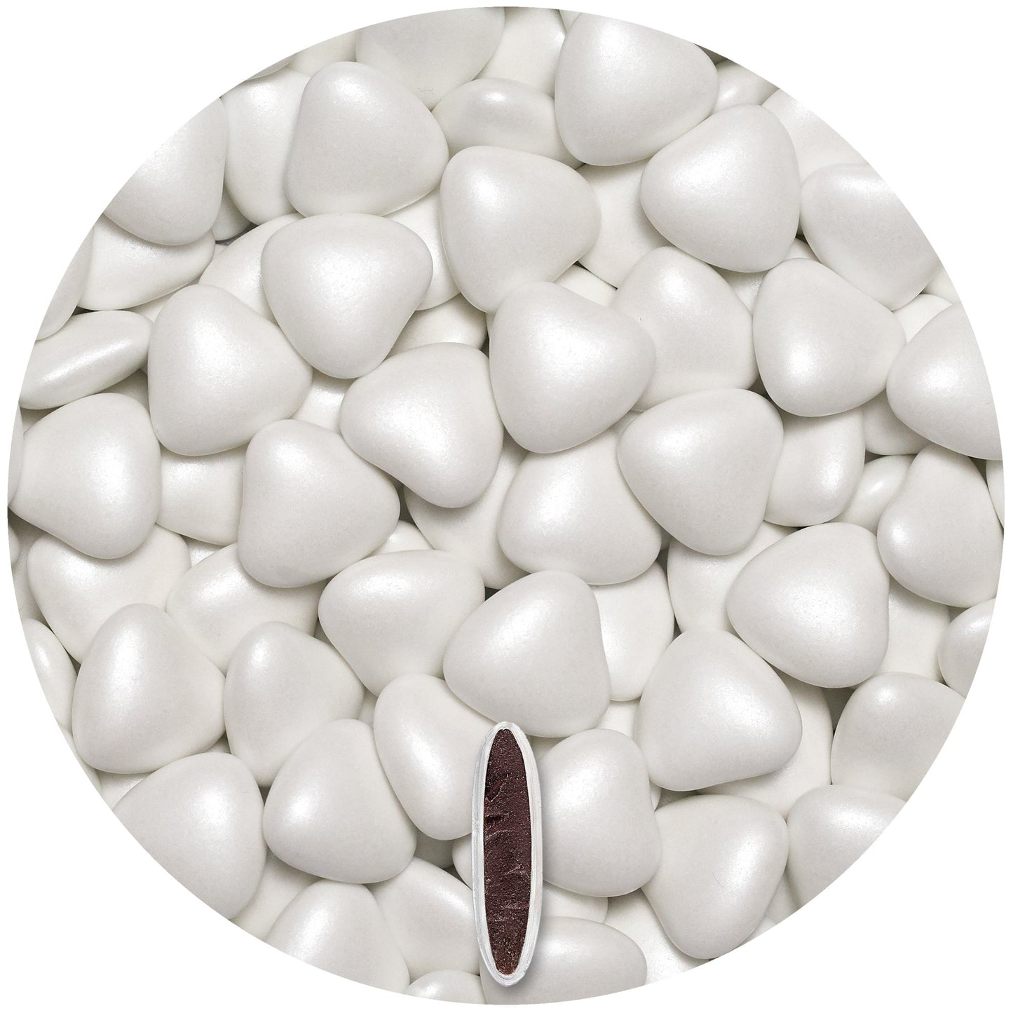 0,5kg Schokoherzen Dragees medium weiss pearl