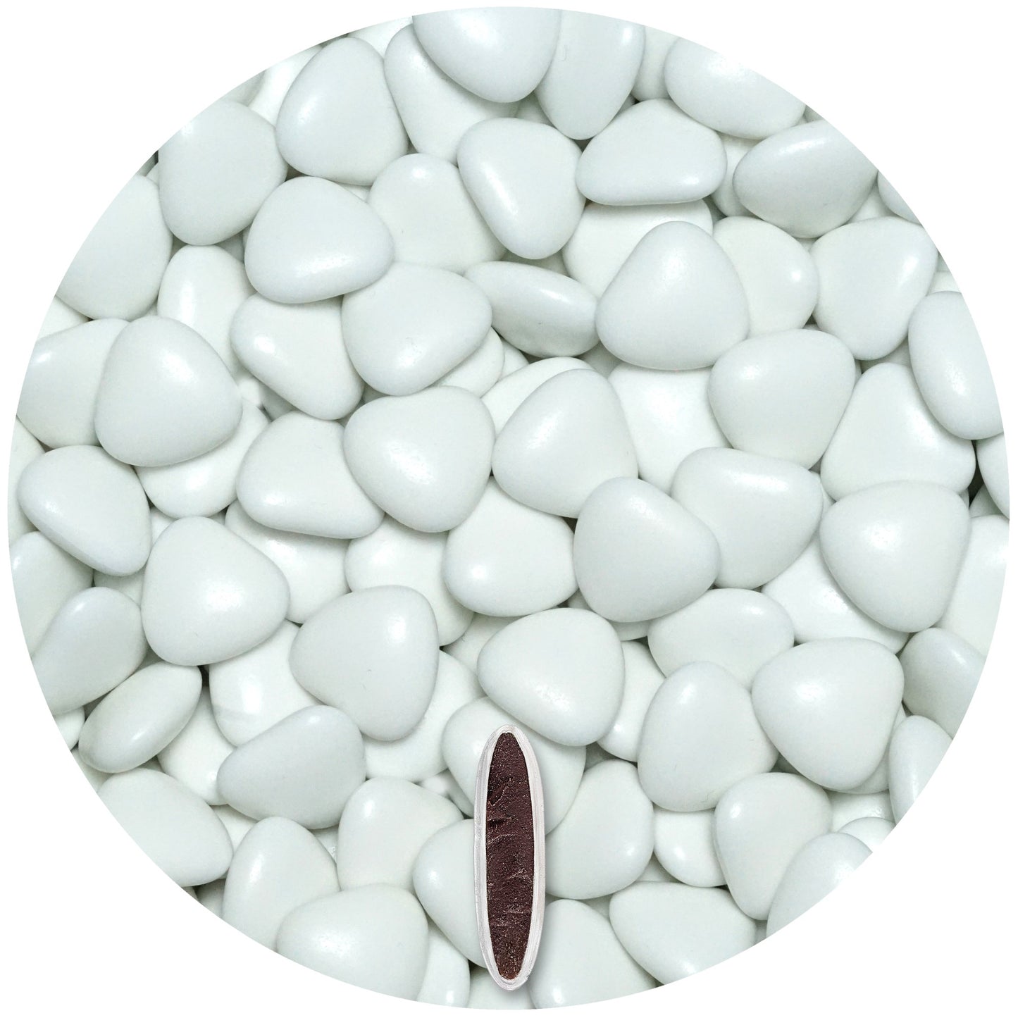 0,5kg Schokoherzen Dragees medium weiss glanz