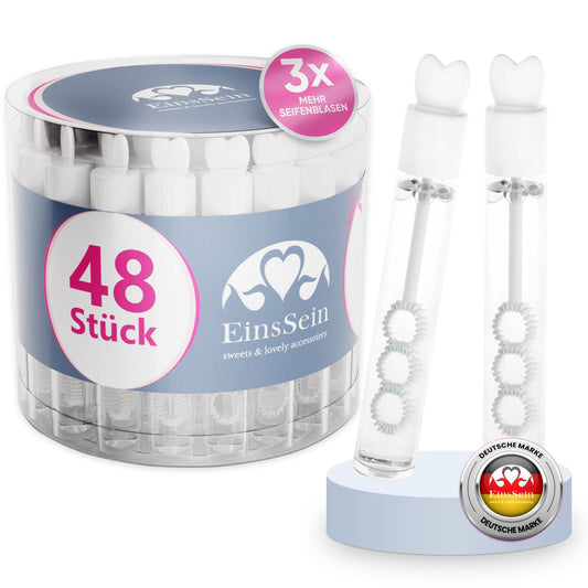 48x Seifenblasen Hochzeit Lovegläschen Box weiss