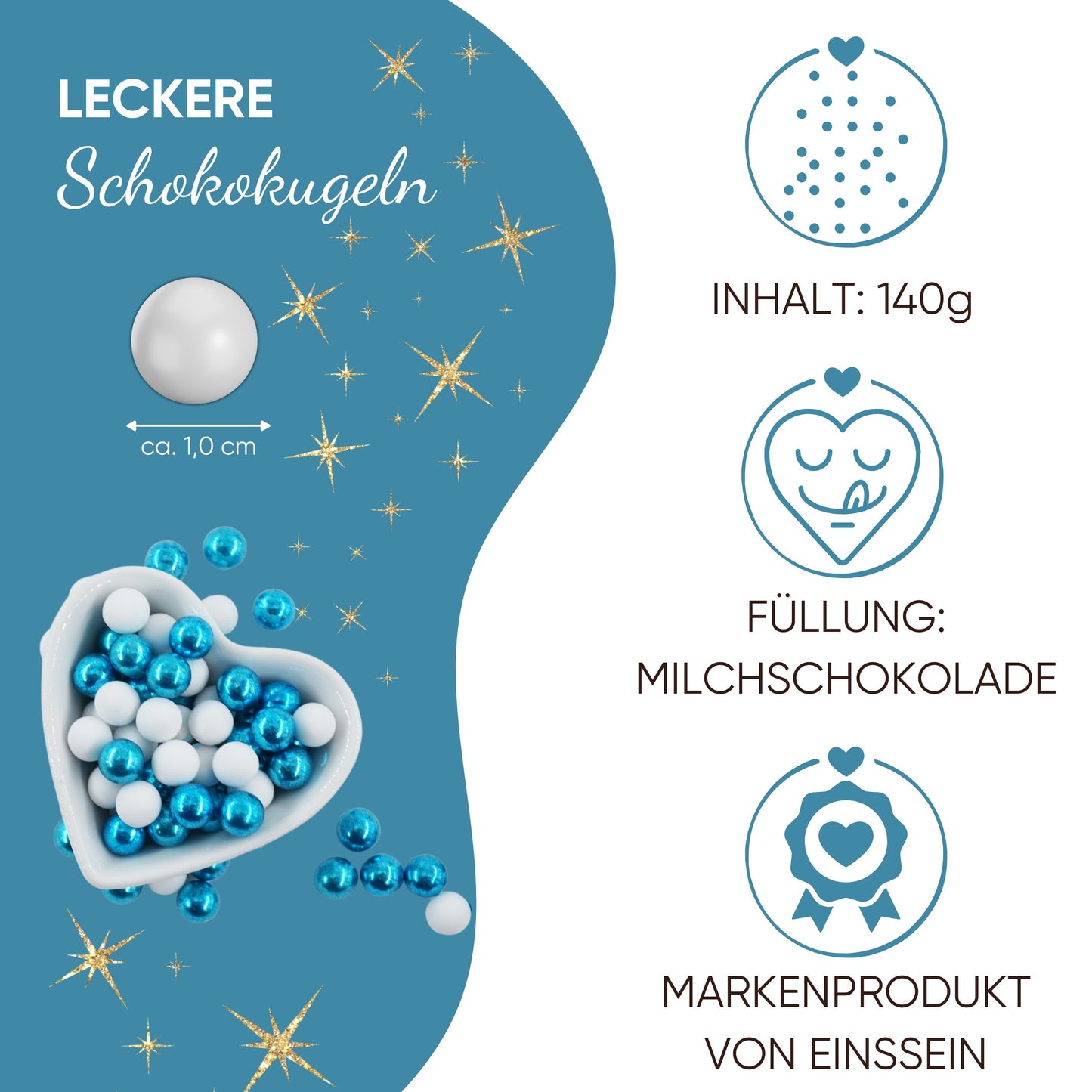 0,14kg Schokolade Weihnachts-Herz Weihnachtsgeschenk "Merry Christmas" weiss-blau