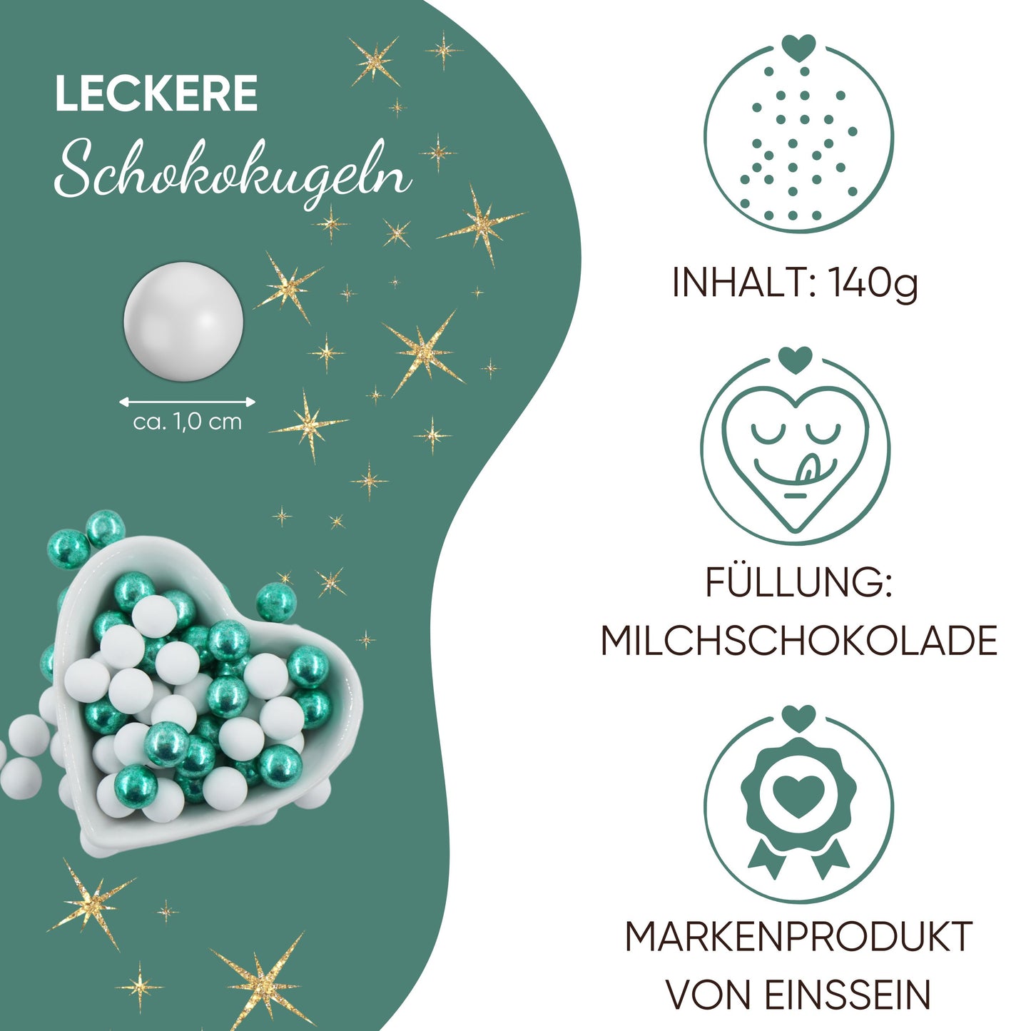 0,14kg Schokolade Weihnachts-Herz Weihnachtsgeschenk "Merry Christmas" weiss-grün