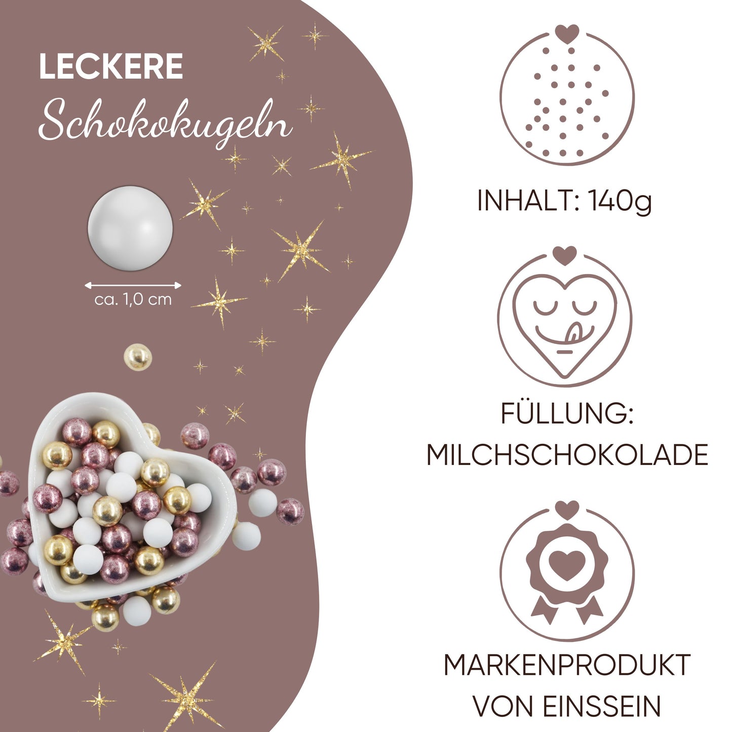 0,14kg Schokolade Weihnachts-Herz Weihnachtsgeschenk "Merry Christmas" weiss-gold-rosa