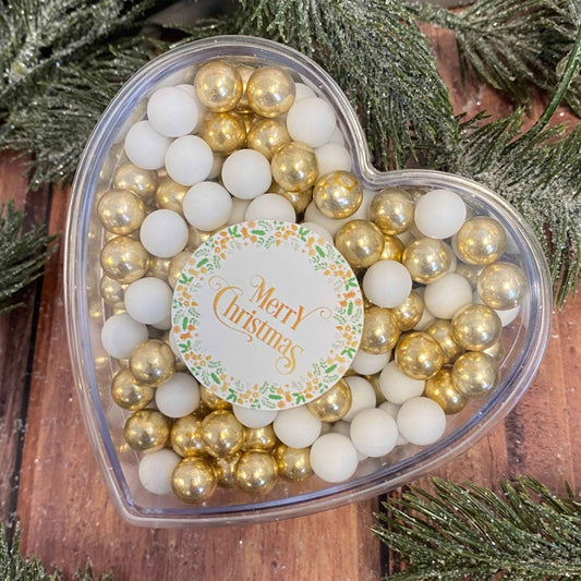 Weihnachtsherz Weihnachtsgeschenk "Merry Christmas" weiss-gold | 140g | Wichtelgeschenk