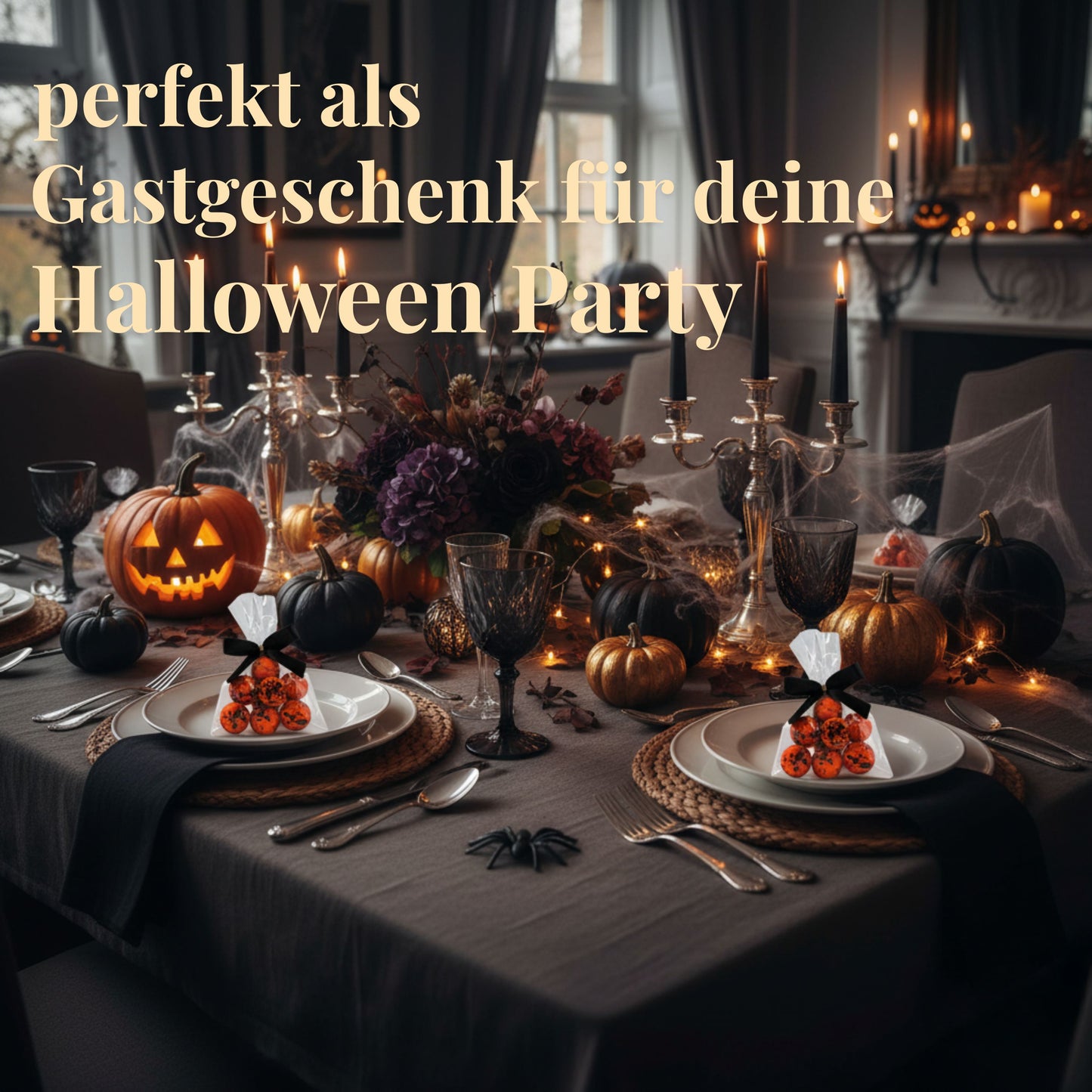 5 Stück fertige Gastgeschenke Halloween Crispykugeln Pumpkin spicy