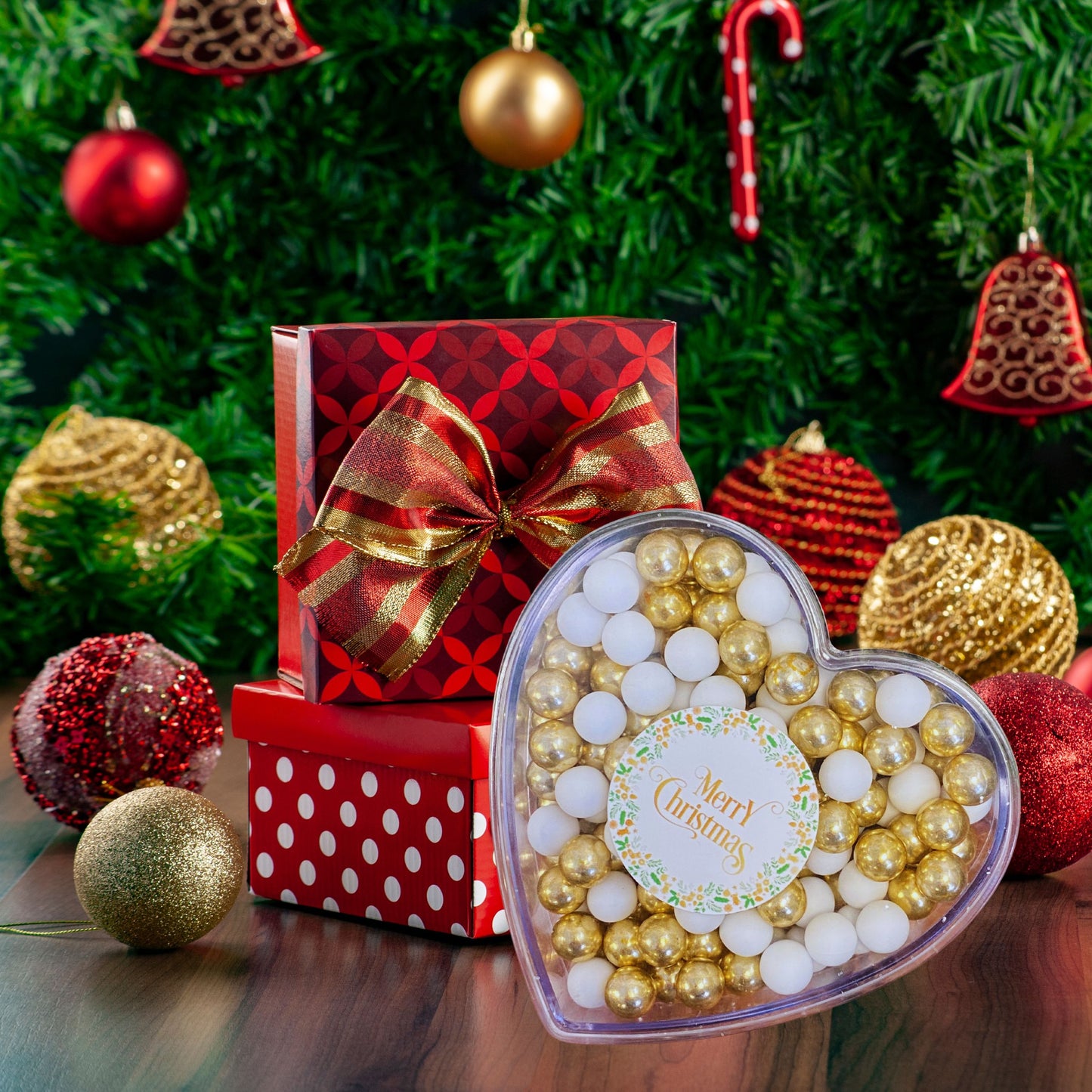 Weihnachtsherz Weihnachtsgeschenk "Merry Christmas" weiss-gold | 140g | Wichtelgeschenk