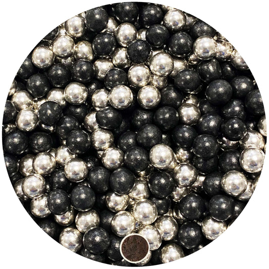 1kg Schokokugeln Mix mini schwarz-silber metallic 1 cm