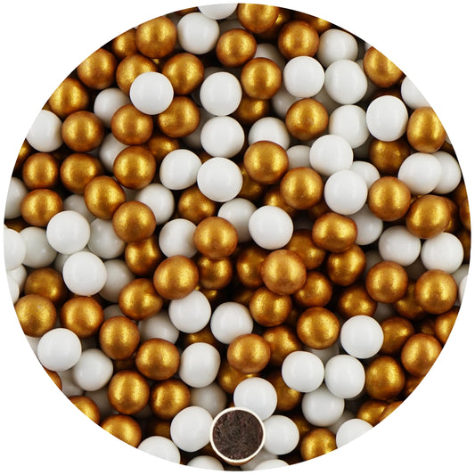 Mini Schokokugeln weiß-gold metallic 1 kg