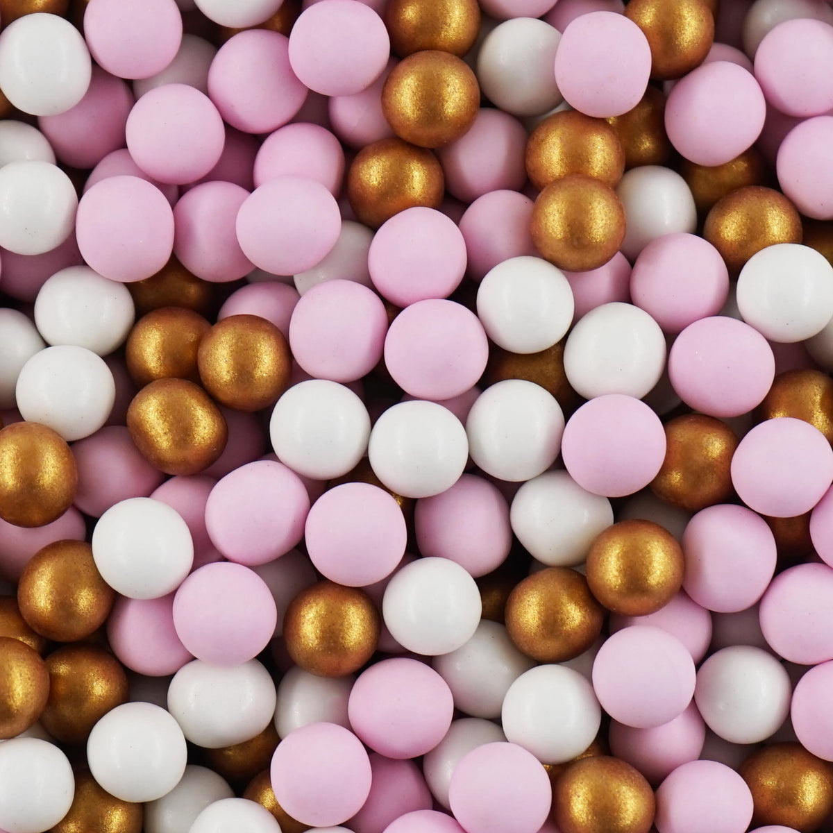 Mini Schokokugeln weiß-rosa-gold metallic 1 kg – Detailansicht