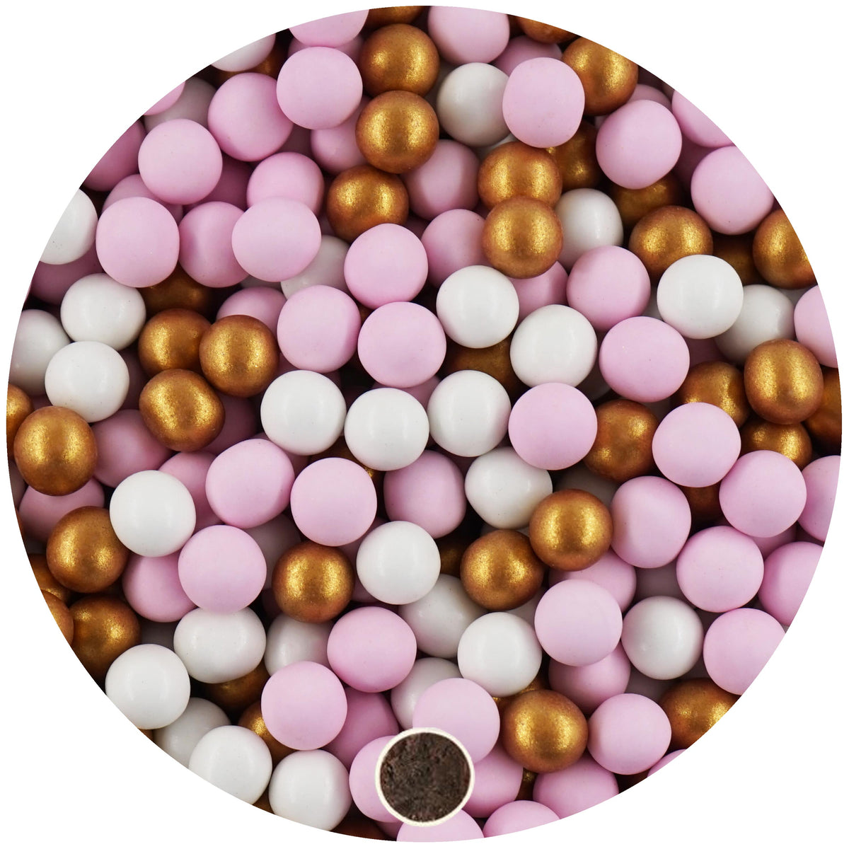 Mini Schokokugeln weiß-rosa-gold metallic 1 kg