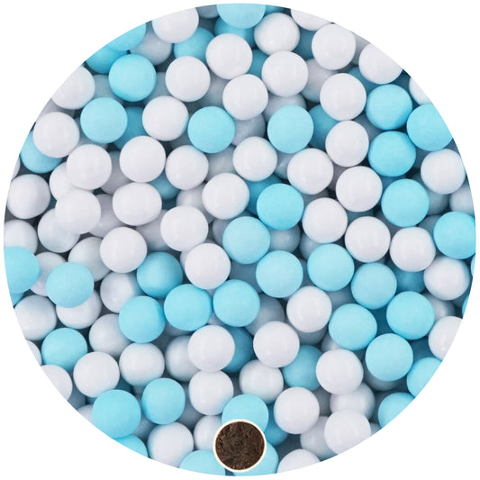 1kg Schokokugeln Mix small weiss-hellblau glanz