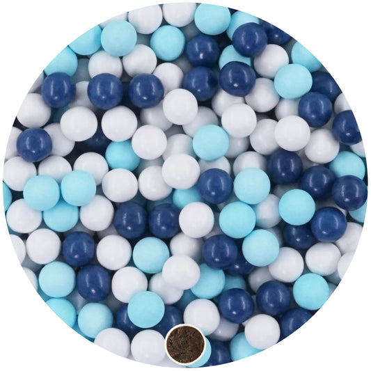 1kg Schokokugeln Mix small weiss-hellblau-dunkelblau glanz