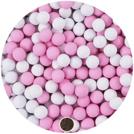 1kg Schokokugeln Mix small weiss-rosa glanz