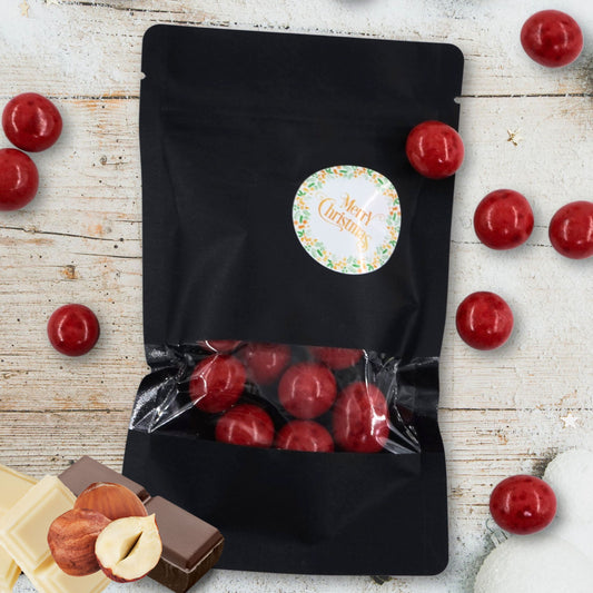 EinsSein Geschenk Weihnachten mit Schokokugeln rot | Süßigkeiten Weihnachten 100g | Nikolaus Geschenk | Kleinigkeiten für Kollegen Freunde Nachbarn | Schokolade zum Advent | Weihnachtsschokolade