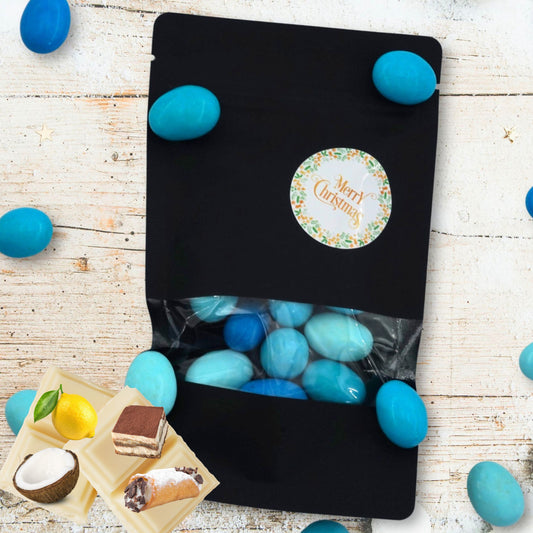 EinsSein Geschenk Weihnachten mit Schokomandeln blau | Süßigkeiten Weihnachten 100g | Nikolaus Geschenk | Kleinigkeiten für Kollegen Freunde Nachbarn | Schokolade zum Advent