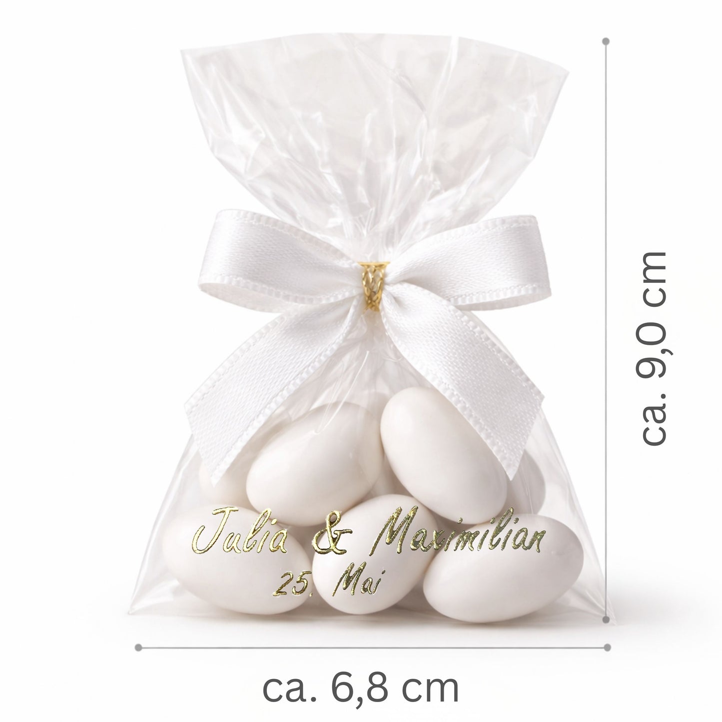 5 personalisierte Gastgeschenke mit weißen Zuckermandeln – Perfekt für Hochzeit, Taufe & Babyshower
