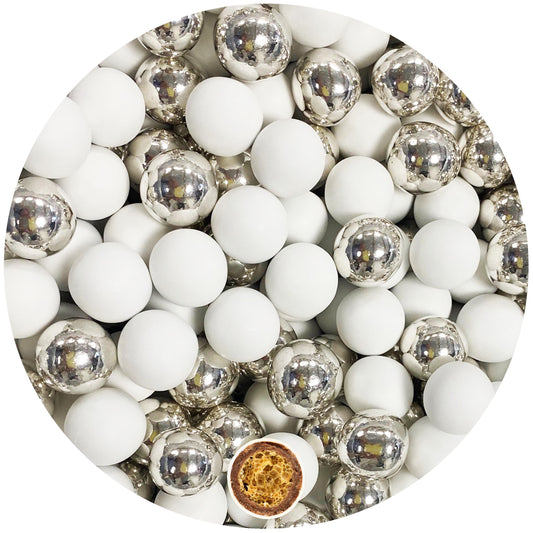 0,7kg Crispy Schokoperlen Mix large weiss-silber glanz