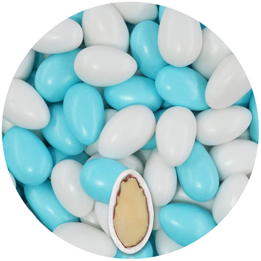 1kg Hochzeitsmandeln Conchiglia Mix weiss-hellblau pearl