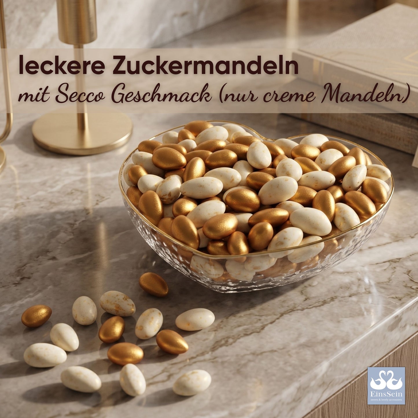 1kg Hochzeitsmandeln Conchiglia Secco Mix creme & gold