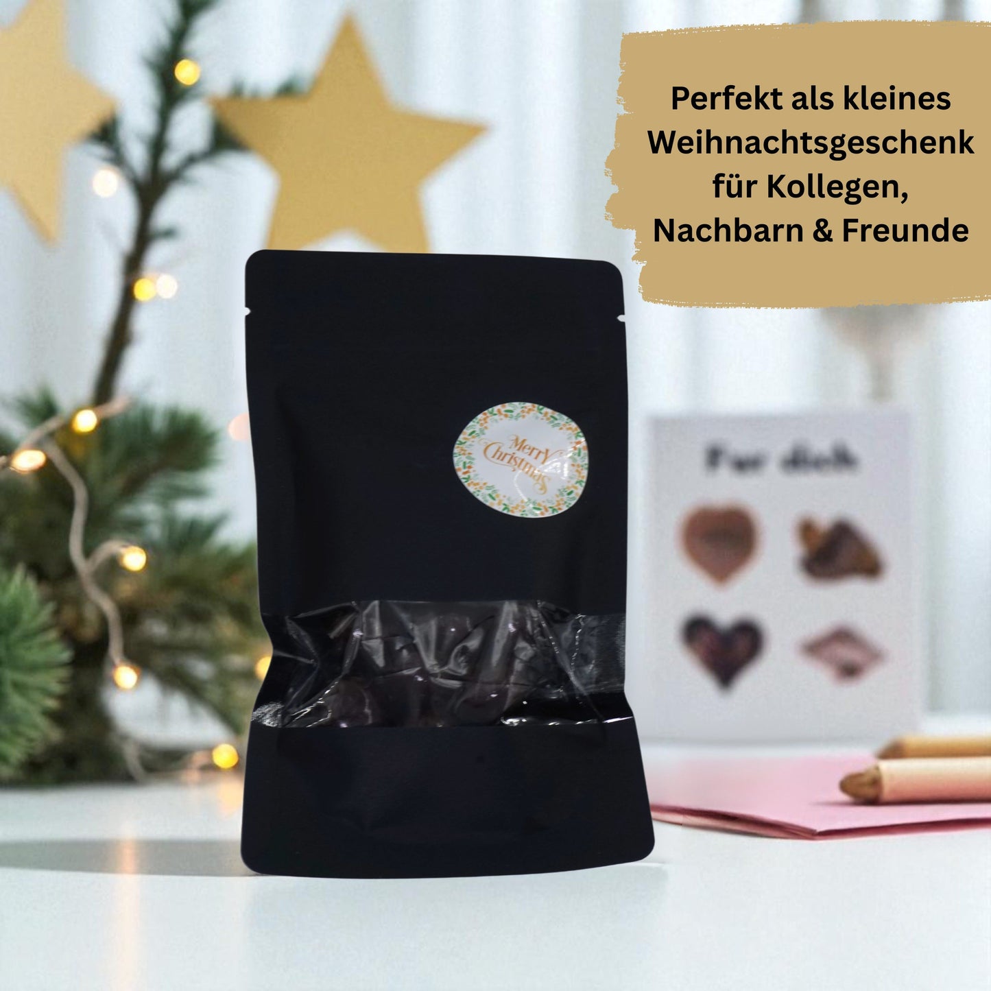 EinsSein Geschenk Weihnachten mit Schokokirsche | Süßigkeiten Weihnachten 100g | Nikolaus Geschenk | Kleinigkeiten für Kollegen Freunde Nachbarn | Schokolade zum Advent | Weihnachtsschokolade