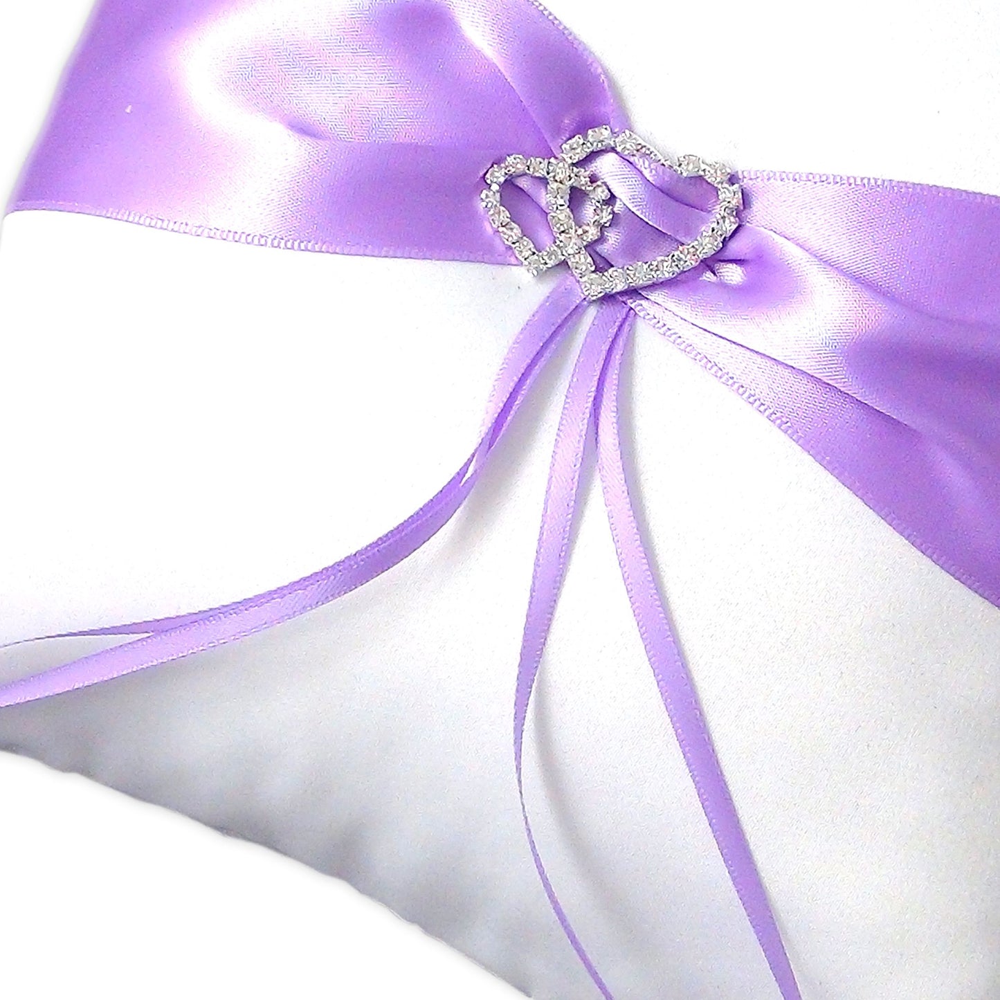 Ringkissen Parentesi Amore Flieder Weiß 20x20 cm mit Strassherzen & Schleife – Trauringkissen Hochzeit Romantisch