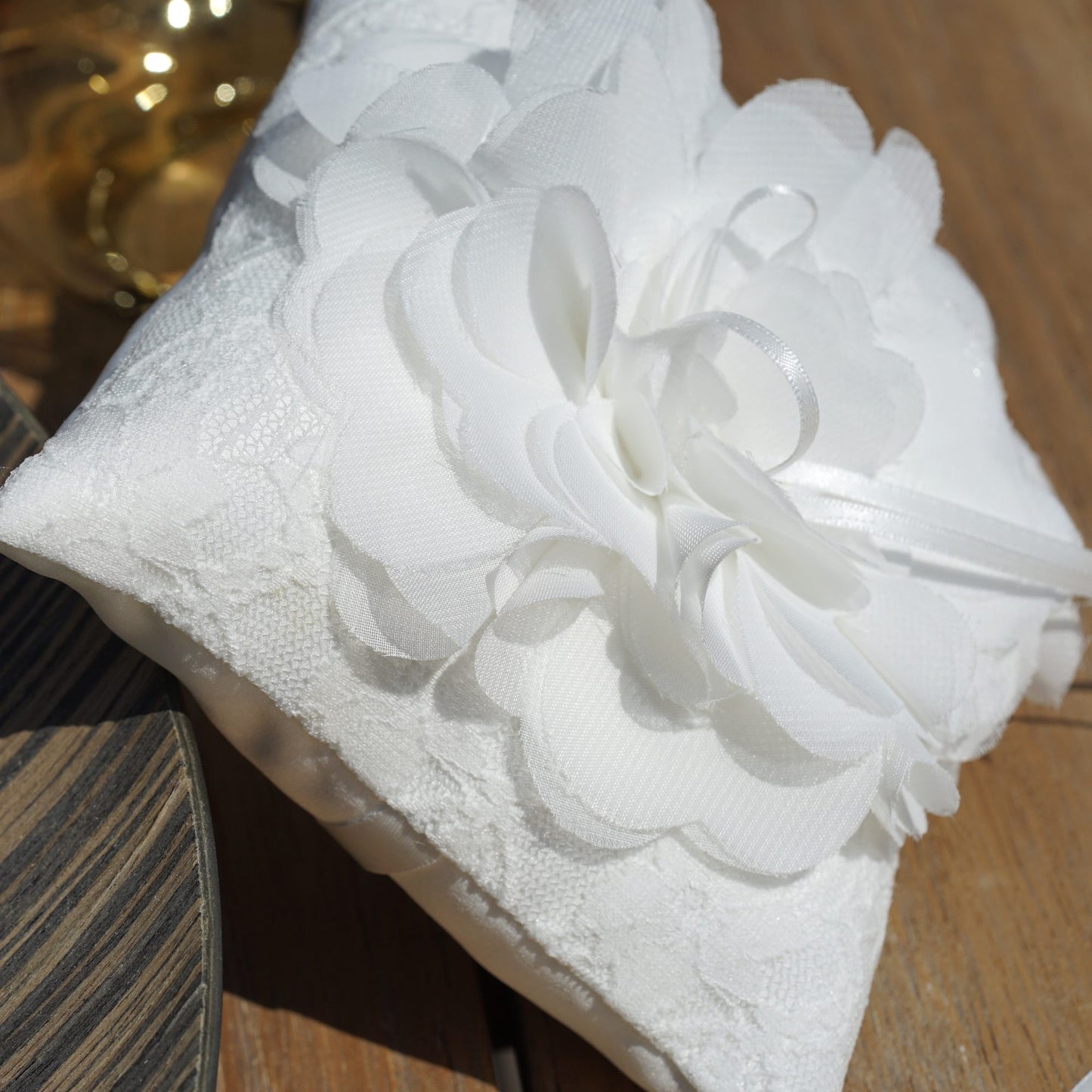 1x Ringkissen Blume 15x15 klein creme