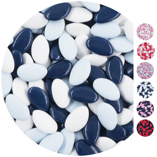 1kg Schokodragees Mix weiss-hellblau-dunkelblau
