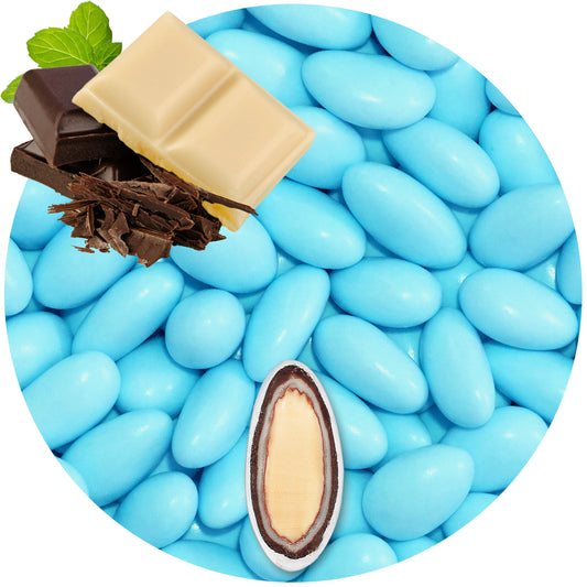 1kg Schokomandeln Double Schokolade hellblau glanz