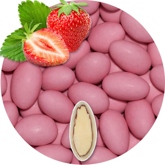 0,5kg Schokomandeln Erdbeere rosa matt