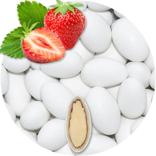0,5kg Schokomandeln Erdbeere weiss matt