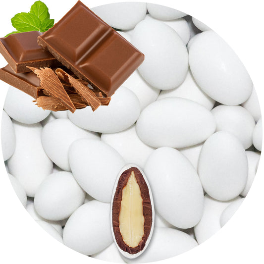 0,5kg Schokomandeln Milchschoko weiss matt