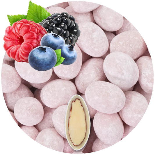 0,4kg Schokomandeln Trüffelmandeln Joghurt mit Waldbeeren rosa matt