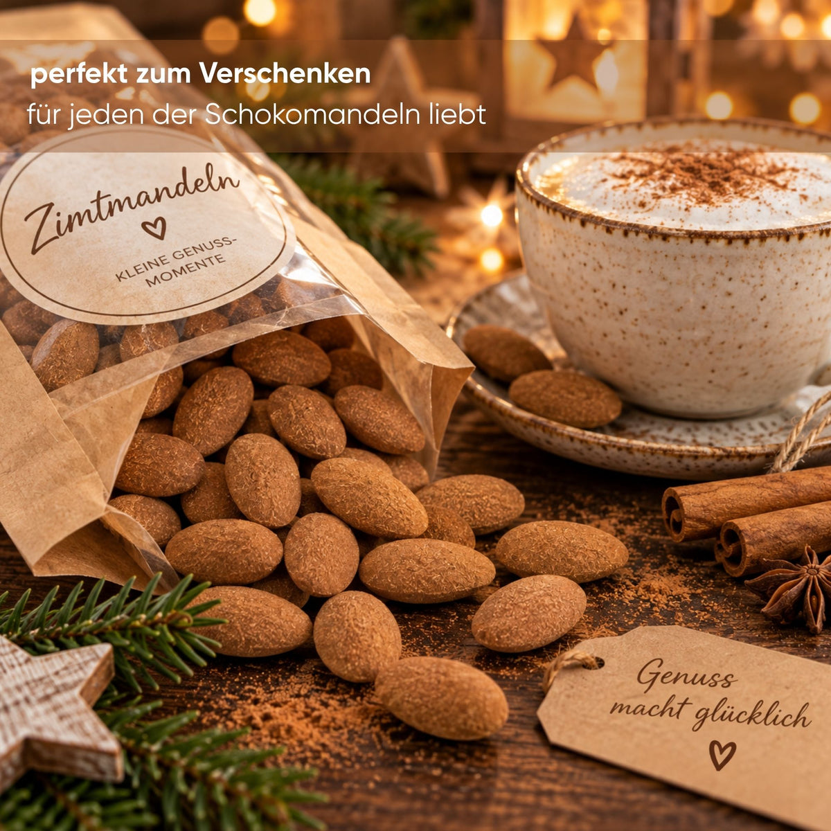 Zimtmandeln in Vollmilchschokolade 400 g für Weihnachten – Verpackung