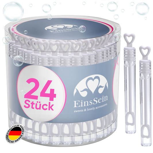 24x Seifenblasen Hochzeit Herzgläschen Box weiss