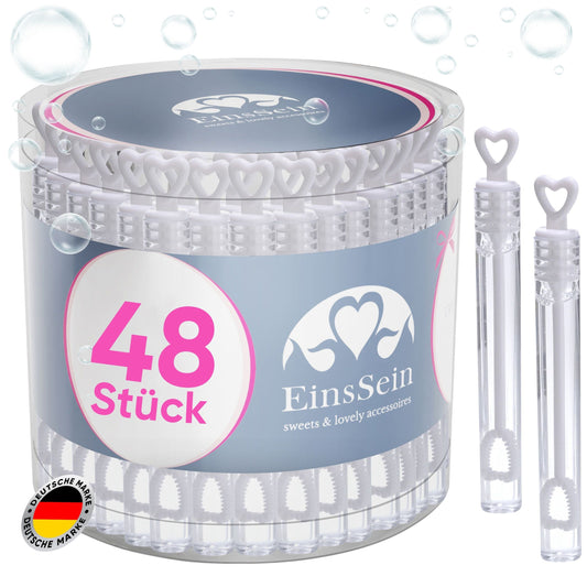 48x Seifenblasen Hochzeit Herzgläschen Box weiss