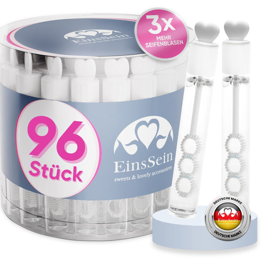 96x Seifenblasen Hochzeit Lovegläschen Box weiss