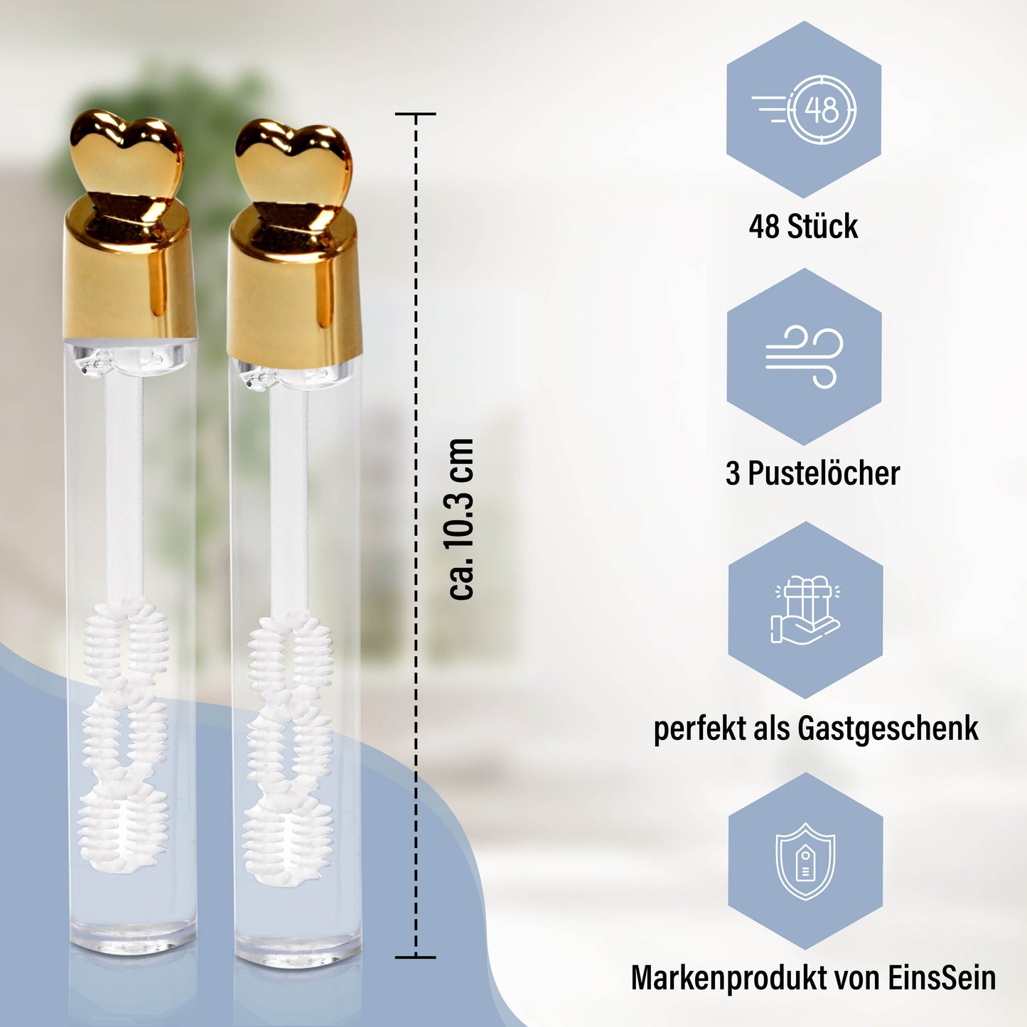 48x Seifenblasen Hochzeit Lovegläschen Box gold high gloss