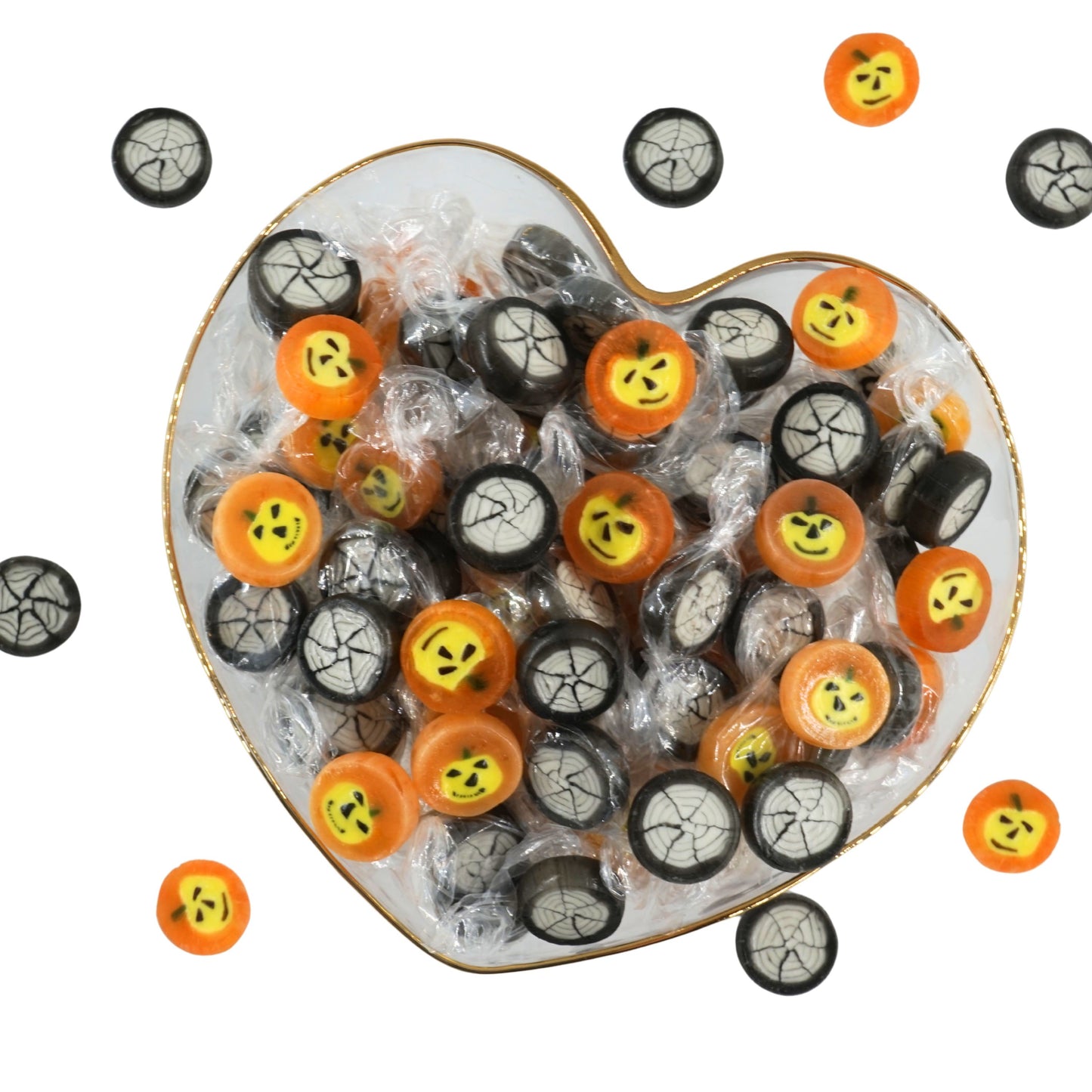 250g Halloween Bonbons Kürbis & Spinnennetz - Süßigkeiten für Halloween Großpackung