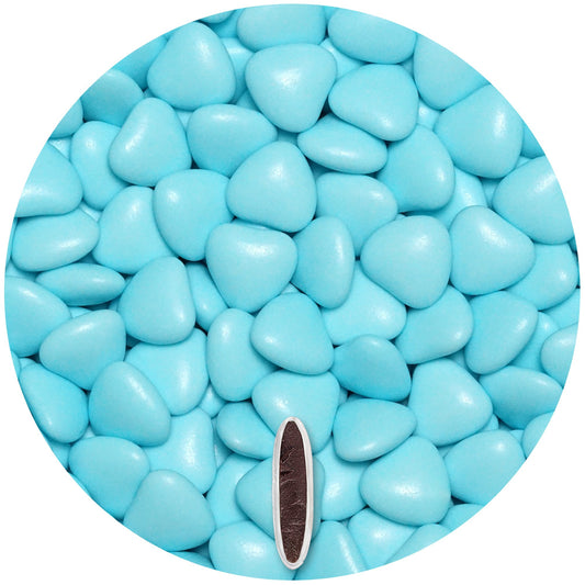 0,5kg Schokoherzen Dragees medium hellblau glanz