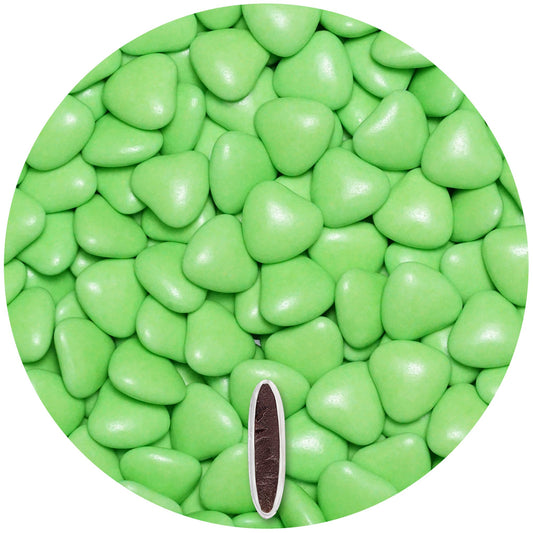 0,5kg Schokoherzen Dragees medium hellgrün glanz