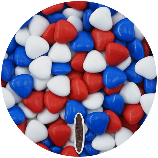 1kg Schokoherzen Dragees Mix Frankreich weiss-rot-blau glanz
