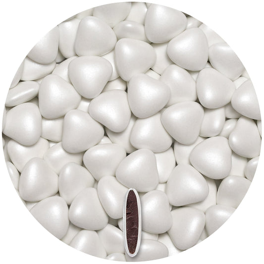 0,5kg Schokoherzen Dragees medium weiss pearl