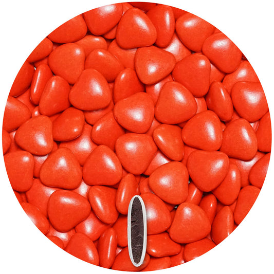 0,5kg Schokoherzen Dragees medium rot glanz