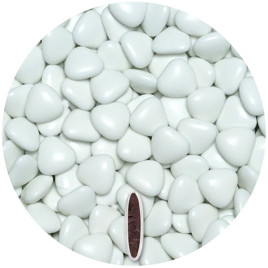 0,5kg Schokoherzen Dragees medium weiss glanz