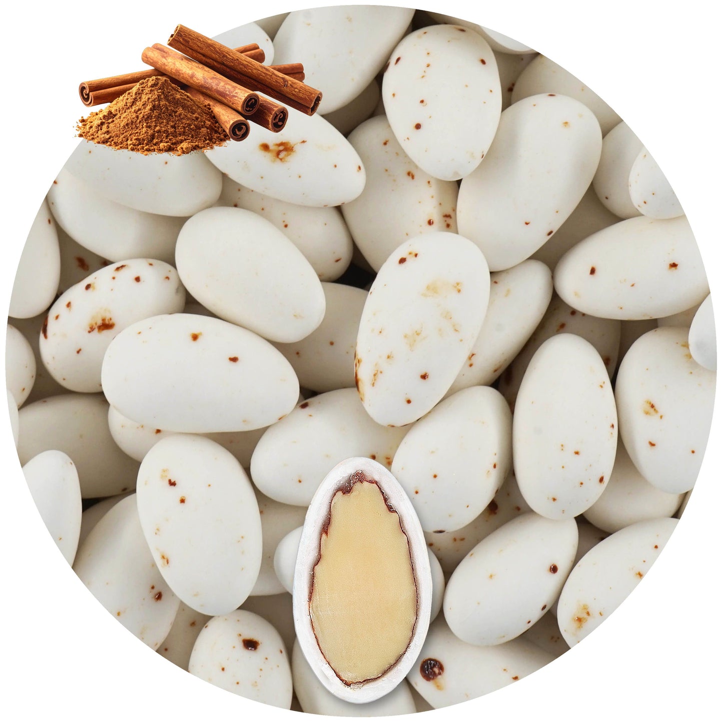1kg Hochzeitsmandeln Premium Zimtmandeln weiss braun splashed matt